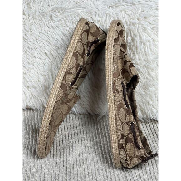 Coach Mellow Shoes Womens Size 9M Tan Signature Canvas Espadrille Slip On Flats - Picture 3 of 8